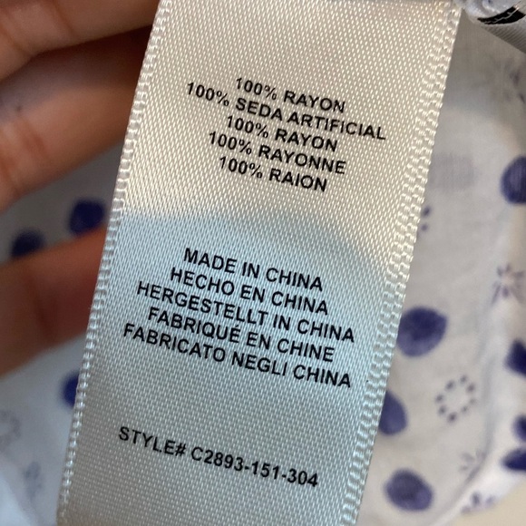 ANTHROPOLOGIE X CLOTH & STONE GAUZY NAVY POLKA DOT BUTTON DOWN SHIRT - Picture 5 of 6